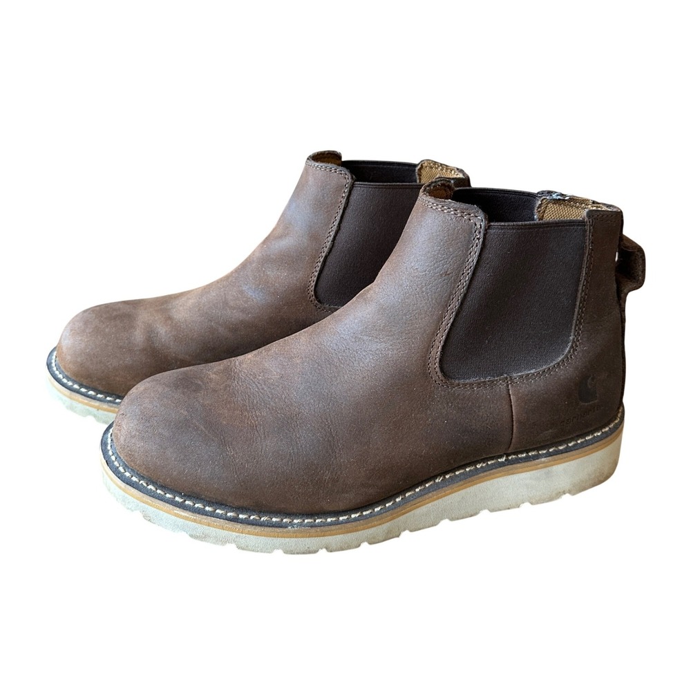 Carhartt Mens Brown Leather Chelsea Work Boots FW5033-M Size 10.5 EH SR